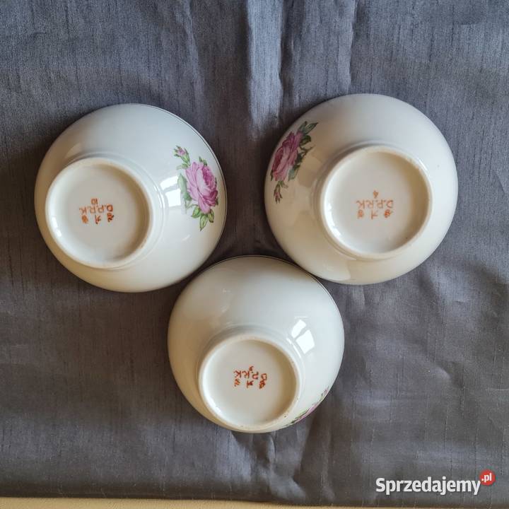 3 miseczki z porcelany PRL Warszawa
