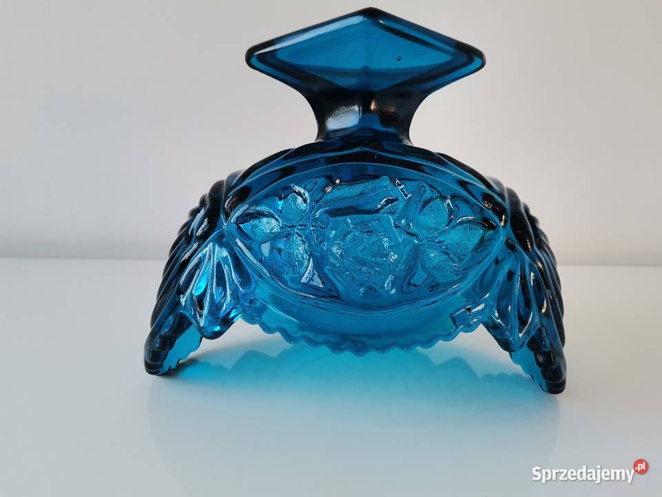 Stara niebieska żardiniera Róża huta Hortensja Porcelana i szkło Katowice