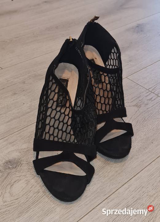 Sandałki damskie szpilka siateczka zip 36 czarny łódzkie Łódź