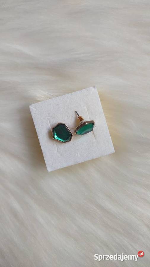 Zielone kolczyki z kryształkami małopolskie Olkusz sprzedam