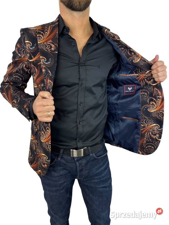 MARCO MILANO Marynarka męska C24 czarna złota Ostrów Wielkopolski
