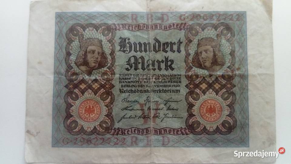 Banknot 100 marek 1920 r Mosina