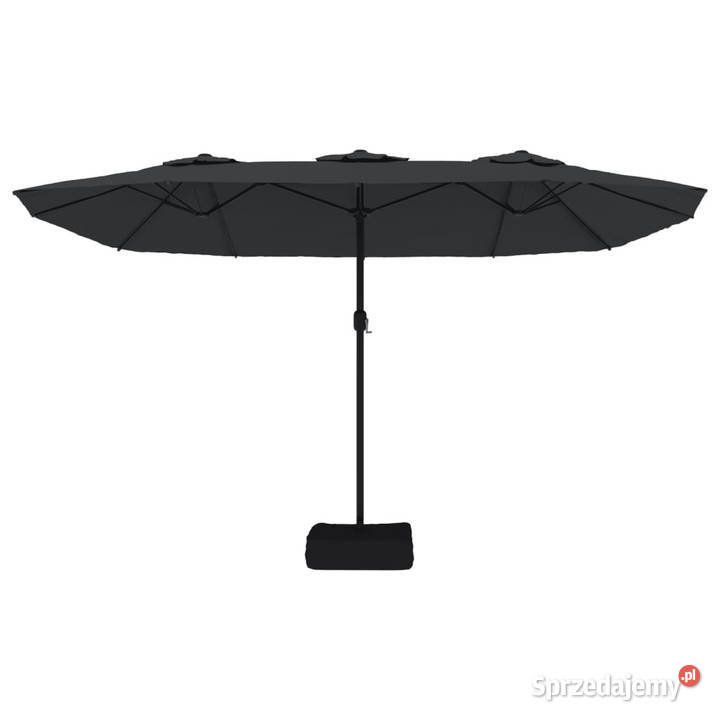 Podwójny parasol ogrodowy z LED czarny 449x245