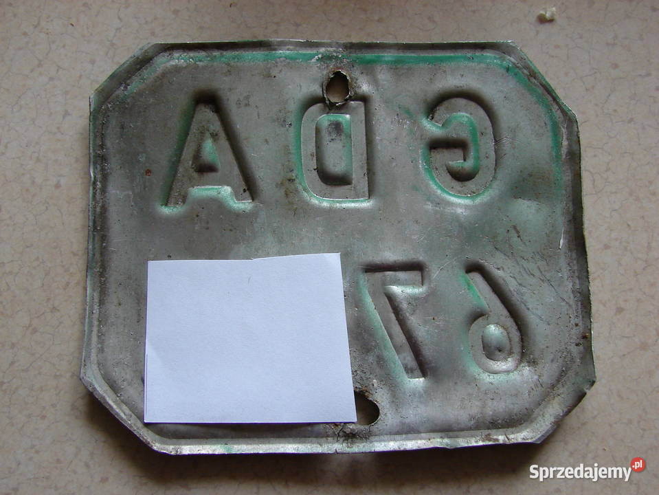 Stara kolekcjonerska tablica rejestracyjna Komar Starogard Gdański