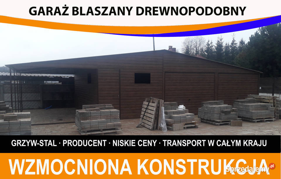 Garaż Blaszany 12x6 m w kolorze ORZECH Grzywstal Szczytno