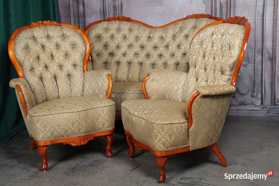 ARTexpert Wyprzedaż Zestaw sofa 2 fotele Ludwik Dobrzany