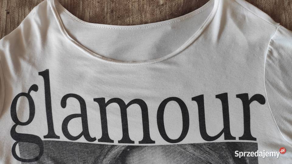 Glamour bluzka biała z nadrukiem