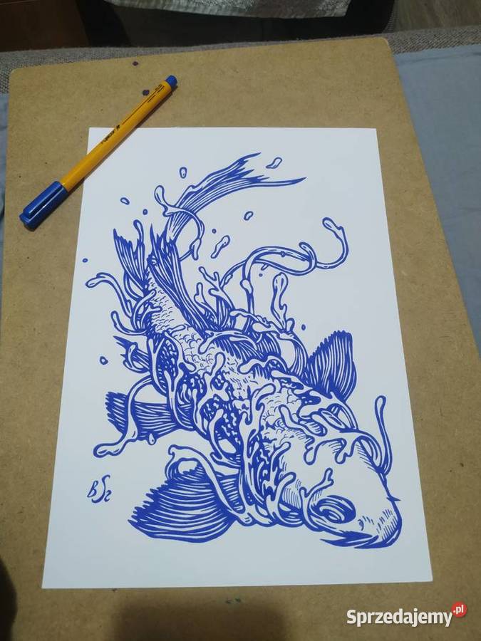 Rysunek ryba cienkopis blok t A4 250gm2 mazowieckie Warszawa sprzedam