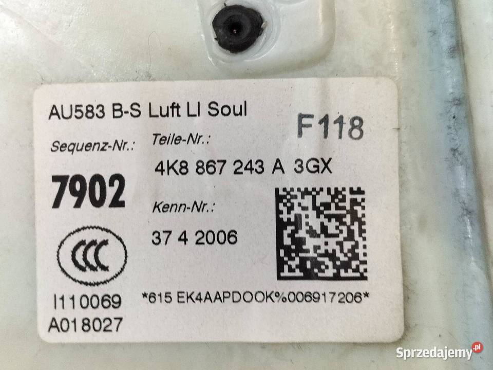 OSŁONA SŁUPKA B LEWA SLINE KPL 4K 4K8867243A Osłony i zaślepki