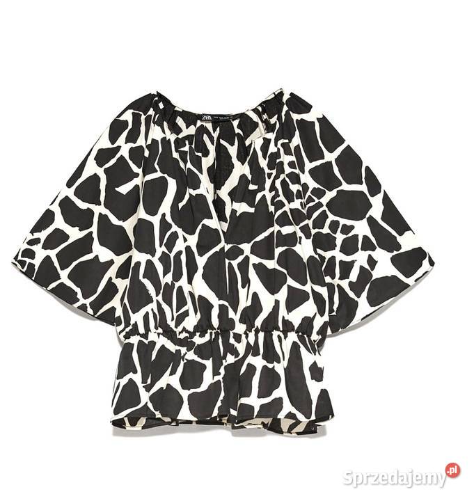 Bluzka z baskinką ZARA boho oversize wzór żyrafa mazowieckie Warszawa