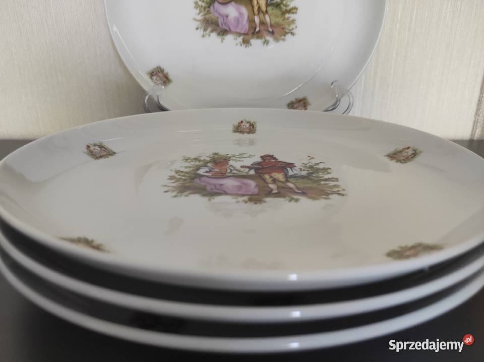 Talerzpatera stara porcelana scenki rodzajowe Warpechy Stare