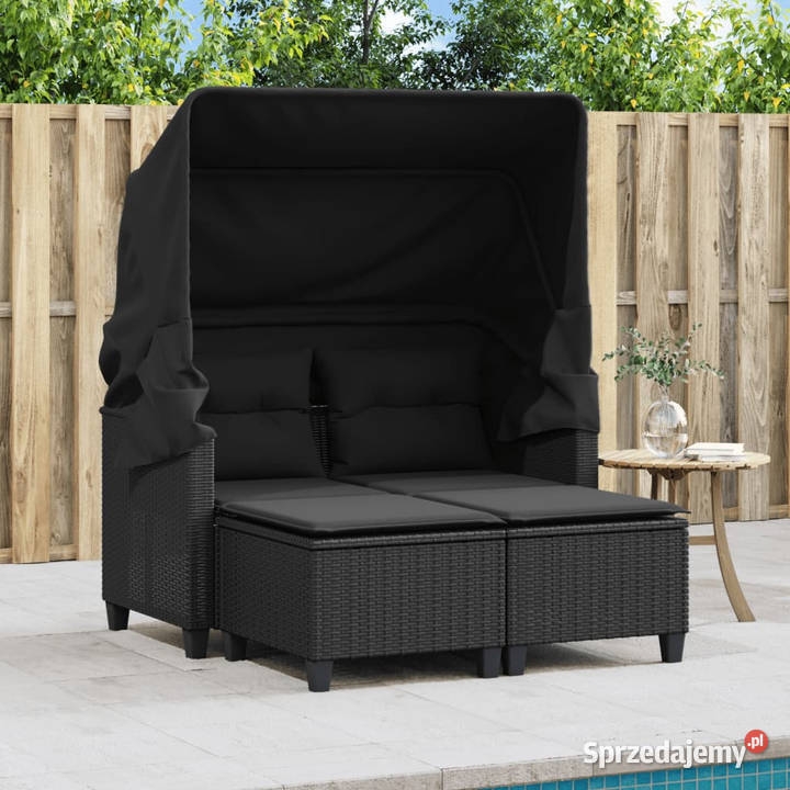 2os sofa ogrodowa z daszkiem i podnóżkami czarna mazowieckie Warszawa
