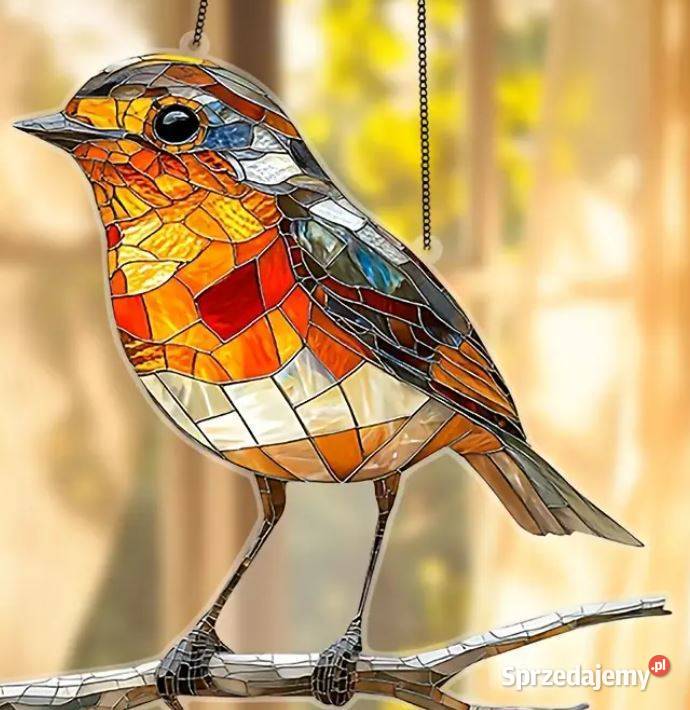 Witraż łapacz słońca ptak na gałęzi NOWY Płock