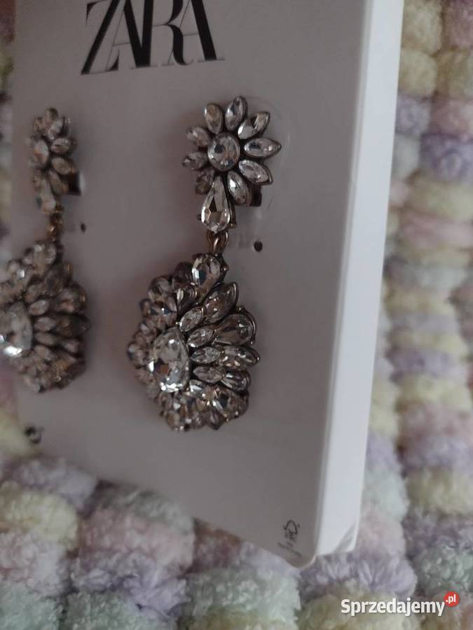 ZARA Bogato zdobione cyrkoniami kolczyki ślubne małopolskie Kraków
