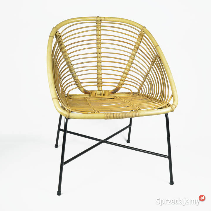 Rattanowy fotel kubełkowy Dania lata 60 Warszawa