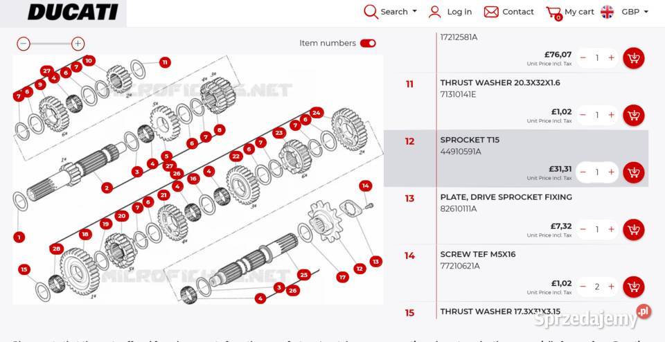 Zębatka przednia zdawcza 44910591A Ducati