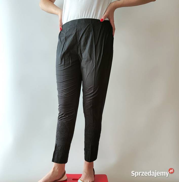Indyjskie spodnie cygaretki czarne S 36 M 38 Szczecin sprzedam