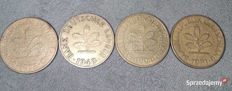 Niemieckie monety 10 i 5 Pfennig różne roczniki dolnośląskie Kobierzyce