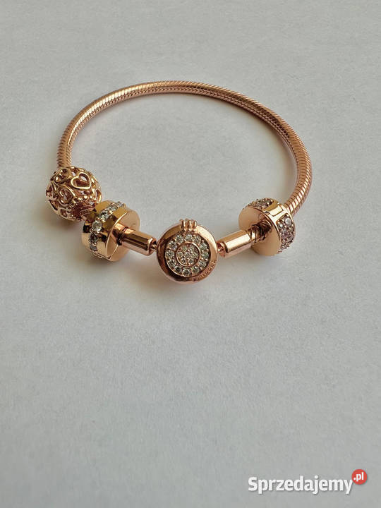 Rose Gold Pandora Moments bransoletka 3 charmsy Warszawa