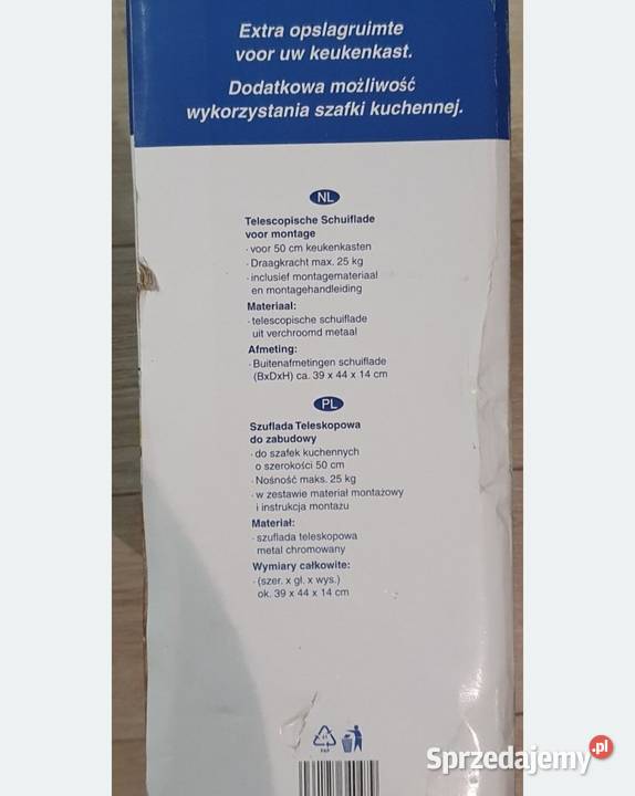 Zestaw 2 Szuflad teleskopowych do 25 do szafek Grójec