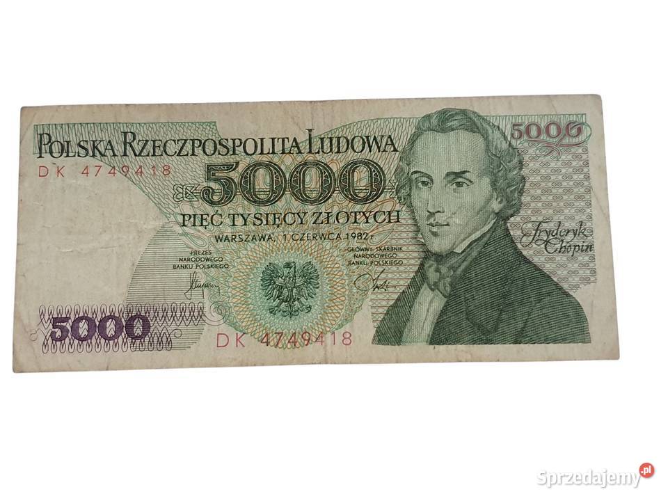 Stary banknot 5000 złotych Fryderyk Chopin 1982 Cieszyn sprzedam
