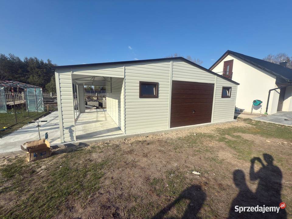 Garaż blaszany biały 10x7 hala wiata Kostrzyn nad Odrą