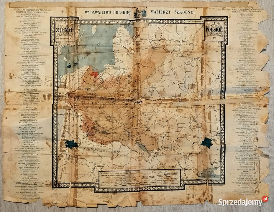 Antyk stara mapa Polski ok 1918 II RP Ziemie zachodniopomorskie Szczecin sprzedam