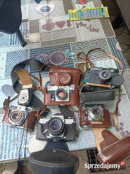 Stare aparaty fotograficzne Practica Kijev Kodak Płock