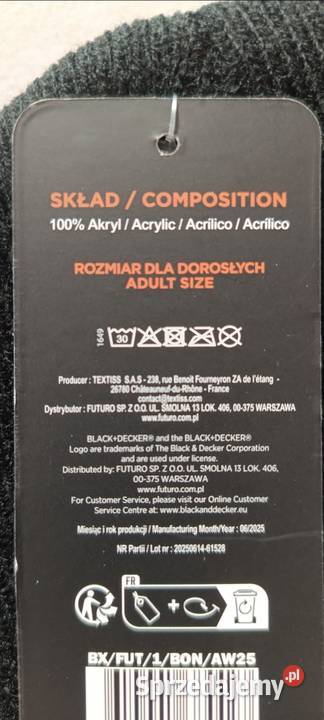 BLACKDECKER czapka zimowa rozmiar dorosłych Ełk sprzedam