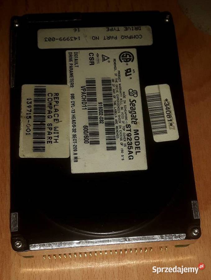 Seagate ST9235AG 209 MB Ide 25 17 mm Pojemność 250 Wiśniowa Góra