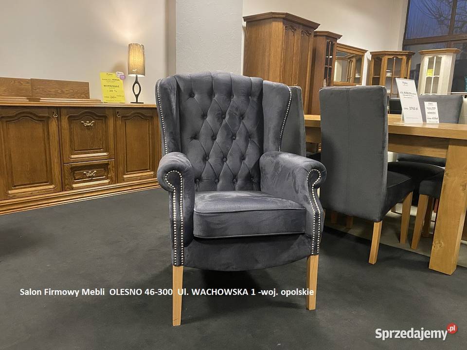 Fotel Ludwik Stylowy Uszak Tkanina Zmywalna Łubniany