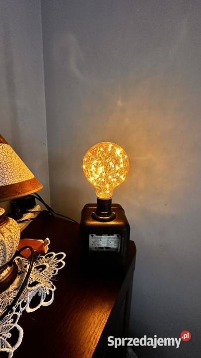 Lampa stołowa z licznika prądu unikat rękodzieła Lubasz
