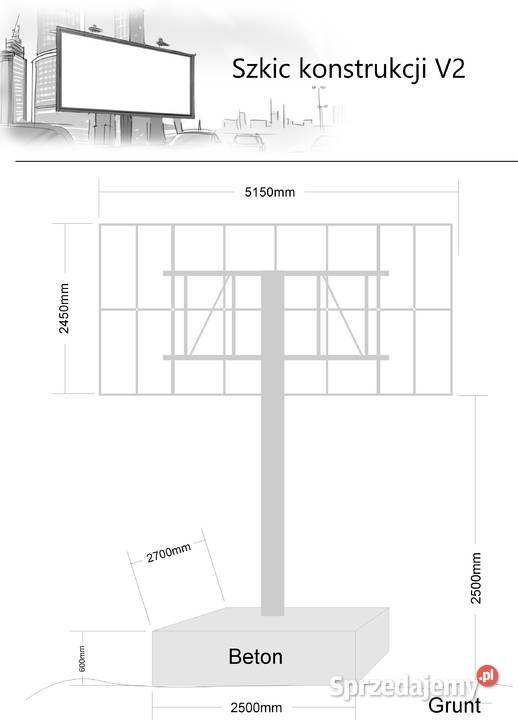 Nowa Konstrukcja Reklamowa Billboard na jednej małopolskie Trzebinia