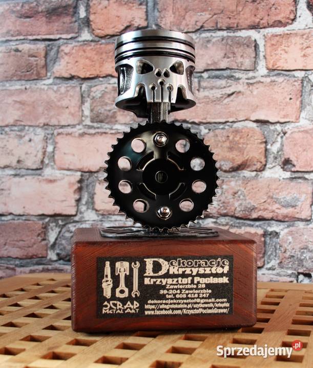 Puchar Czaszka Tłok Scrap Metal Art Dębica