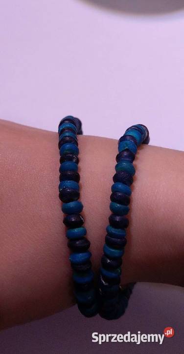 Niebieska czarna bransoletka łańcuszek handmade mazowieckie