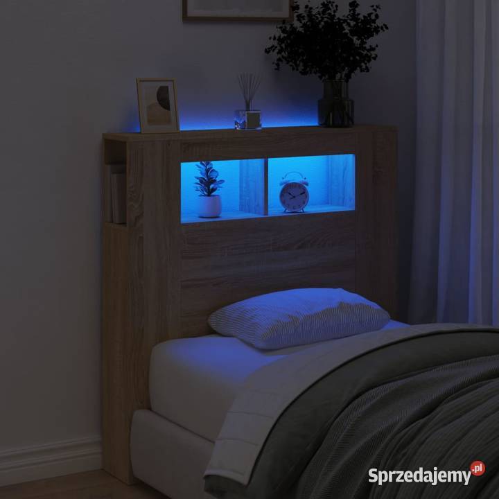 vidaXL Wezgłowie łóżka z LED dąb sonomaSKU837332