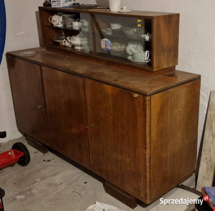 Kredens Vintage z przeszkloną witrynką Styl PRL 130cm Poznań
