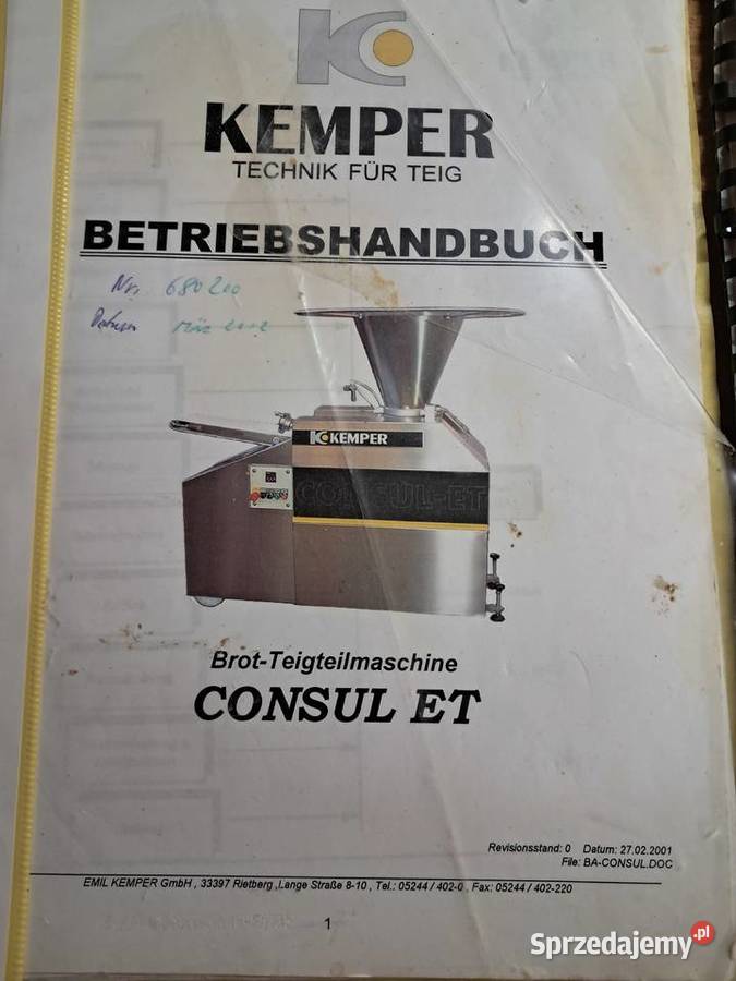 Dzielarka do chleba Kemper CONSUL Rzeszów