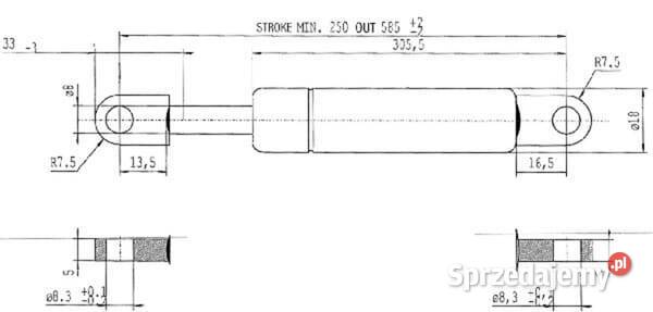 Sprężyna gazowa L585 mm 400N Stabilus CA084778 Kamionna