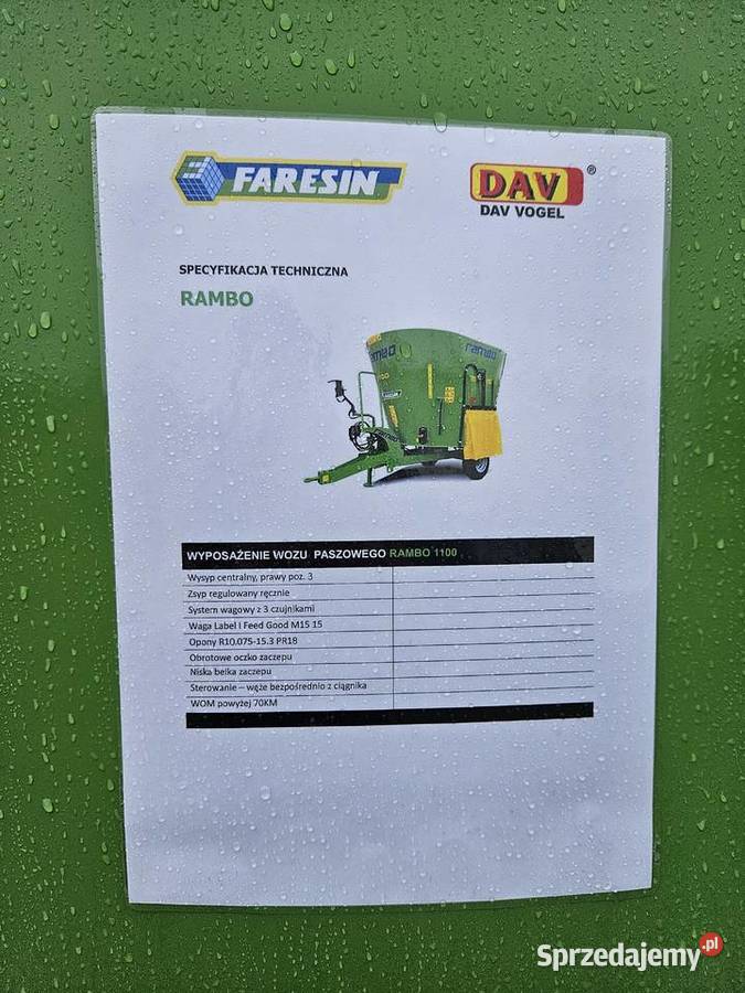 Paszowóz Faresin Rambo 1100 NOWY WYPRZEDAŻ Poznań