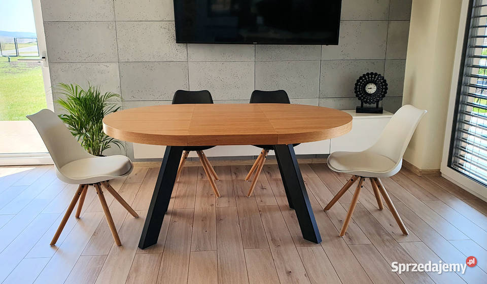 Nowoczesny stół dębowy okrągły rozkładany Loft 2 podkarpackie