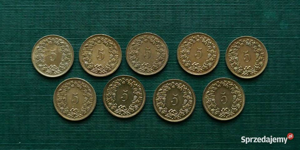 SZWAJCARIA 5 rappenów zestaw Gliwice