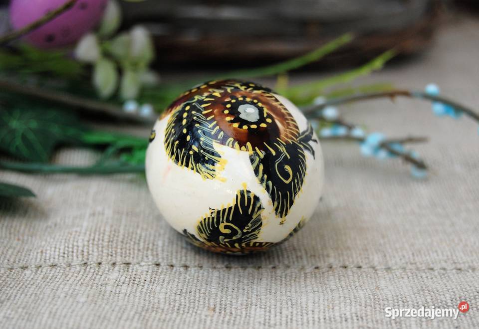 Stara pisanka drewniana malowana Ukraina 63 Lublin