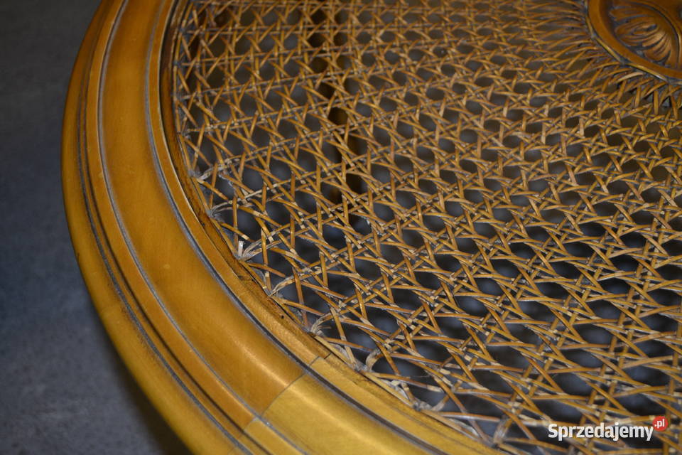 stolik ludwikowski rafia szkło śląskie