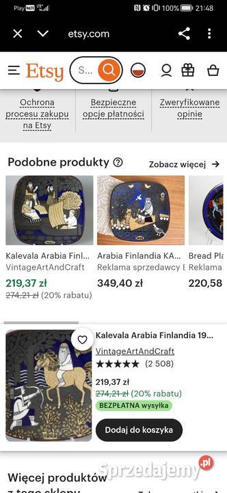 Talerze roczna edycja Arabia Kalevala z 1982 i Nowy Tomyśl