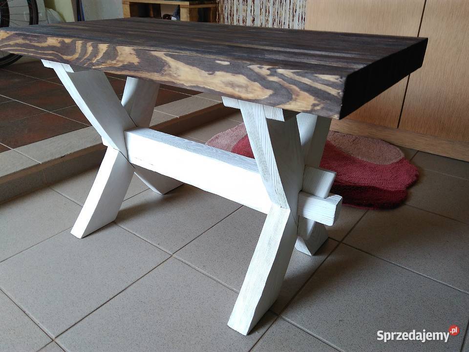 Ława drewniana stolik kawowy rękodzieło 80cm świętokrzyskie Radków