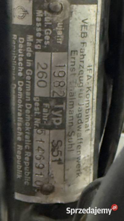 Motorower Simson S51 1982 Rok produkcji 1982