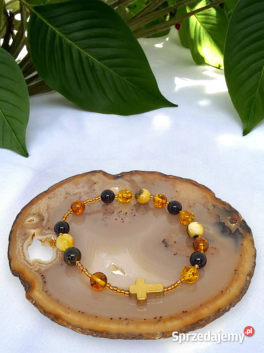Bransoletka różaniec dziesiątka różańca BURSZTYN Warszawa sprzedam
