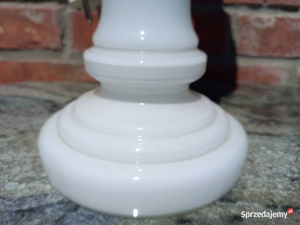 Lampka Lampa szklana biała Stołowa Nocna Gawroniec