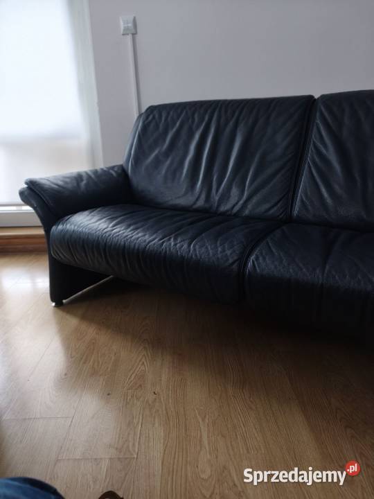 Sofa komplet wypoczynkowy 321 skóra granat Piaseczno